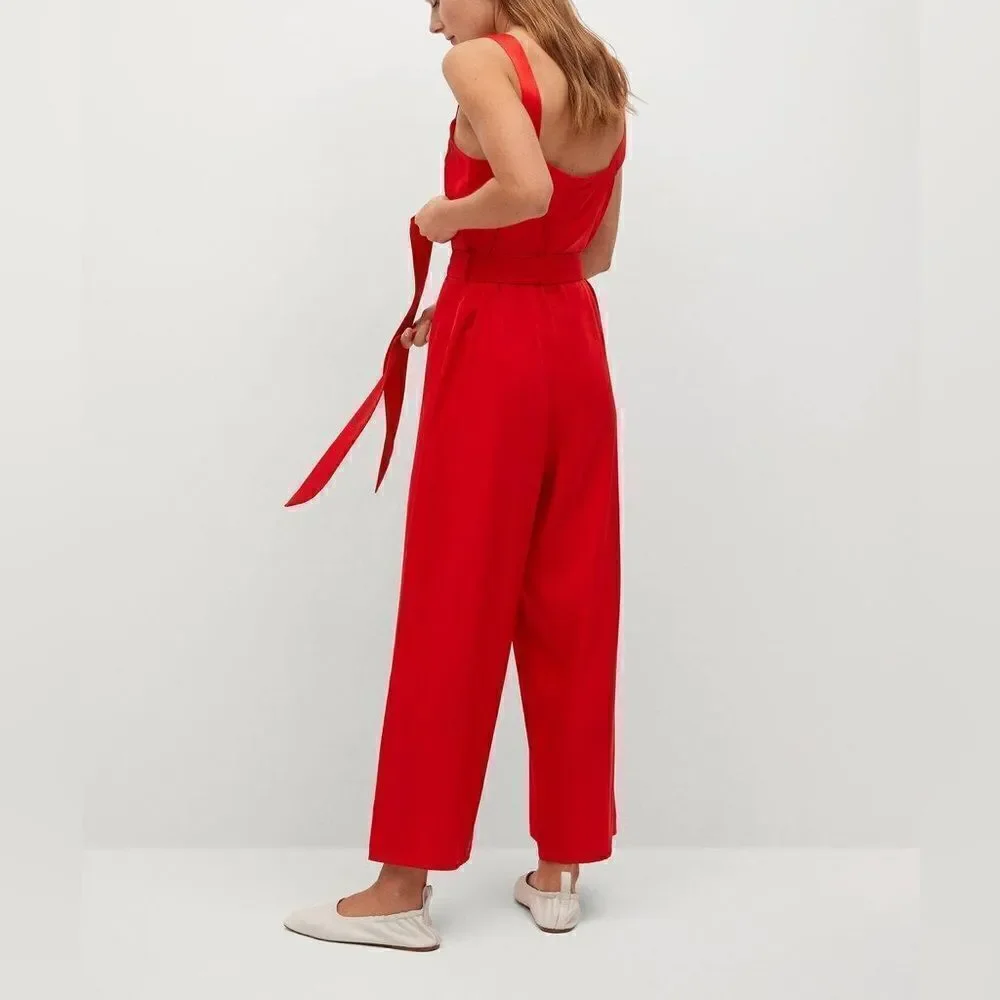 Mango Red Viscose Blend Jumpsuit New
